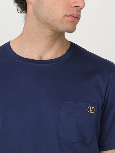 Valentino Plaque Logo T-shirt in Blauw