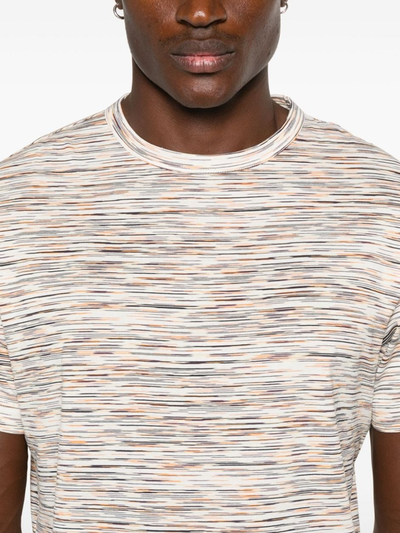 Missoni Slub Stripe Print T-shirt in oranje-wit