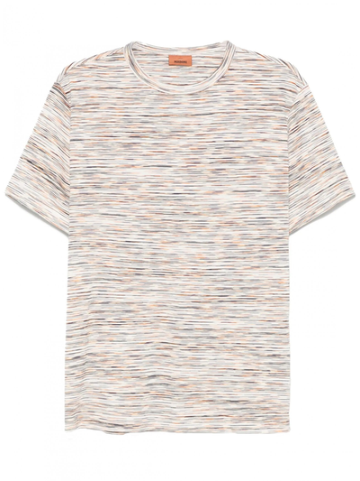 Missoni Slub Stripe Print T-shirt in oranje-wit