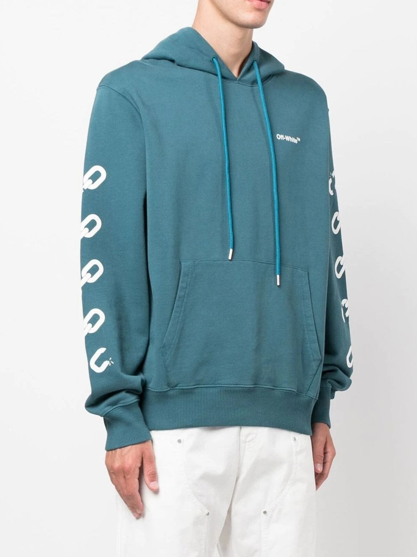 Off-White Kettingpijl Logo Bedrukt Groen Hoodie