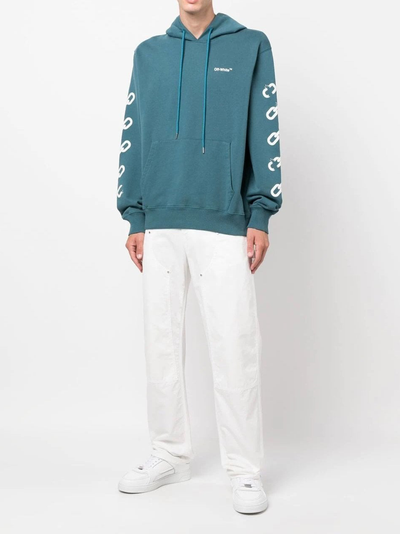 Off-White Kettingpijl Logo Bedrukt Groen Hoodie