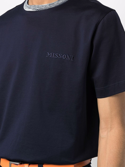 Missoni geborduurd logo T-shirt in marineblauw