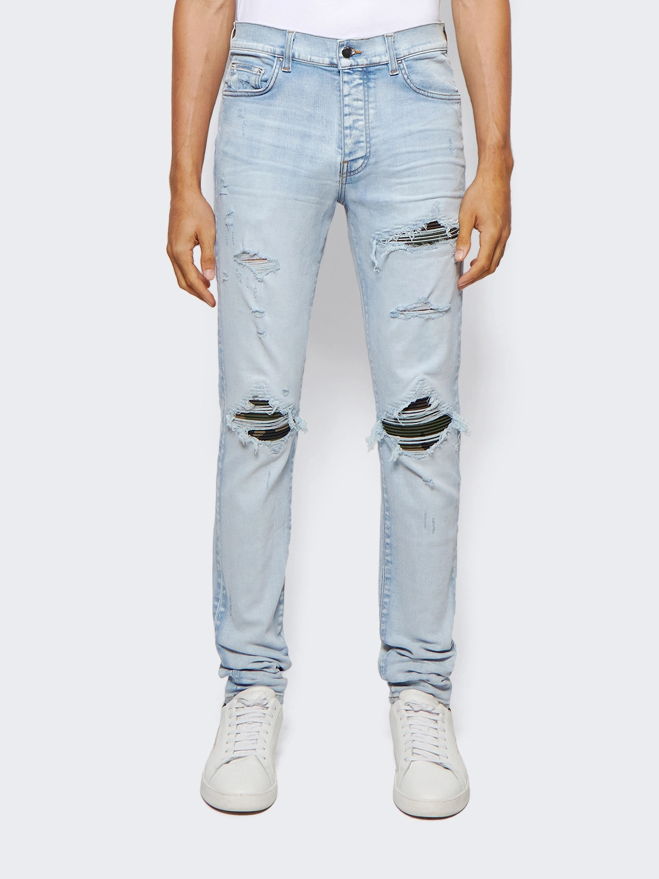 Amiri TX1 Camo Patch Light Indigo Jeans in Blue