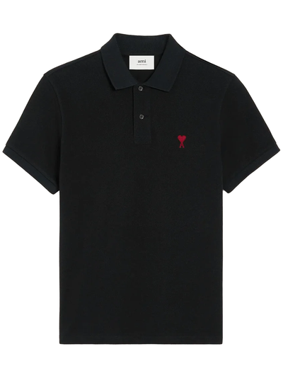 AMI Paris 'Ami de Coeur' poloshirt in zwart